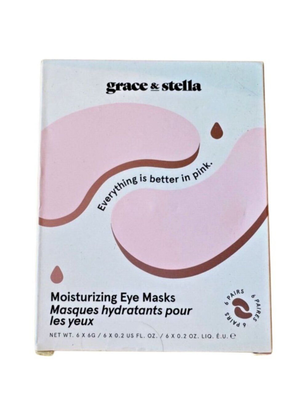 Grace & Stella Pink Eye Masks Moisturizing Under Eye Patches 6 Pairs Exp 3/2029